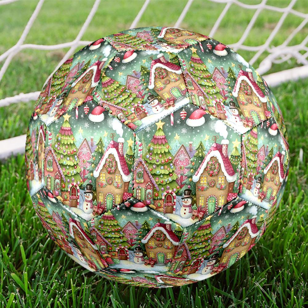 Christmas Street Theme Size 5 Soccer Ball, Suitable for Both Indoor and Outdoor Matches, a Gift Suitable for Everyone.