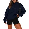 Plus Size Women's Velvet Hooded Sweatshirt Thickened Long Sleeve Pullover Solid Color Casual Autumn Fashion