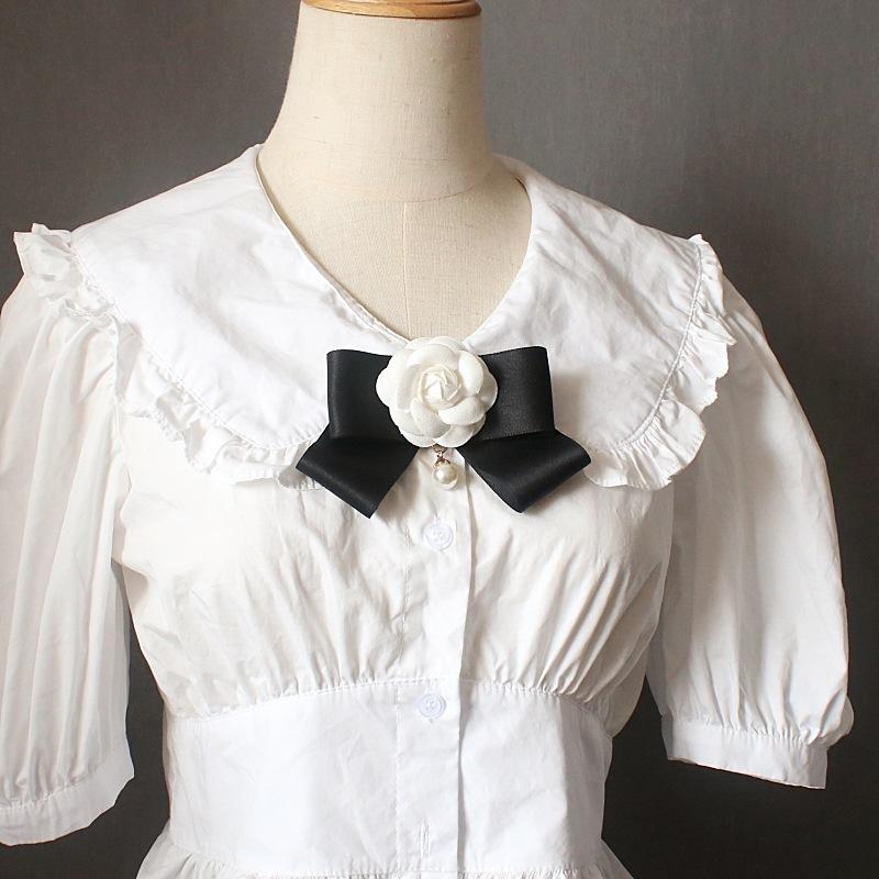 Broche Laço Preto Para Fatos Femininos E De Menina Broche Flor Para Colarinho De Camisa Branca Alfinetes Laço De Fita Feitos À Mão