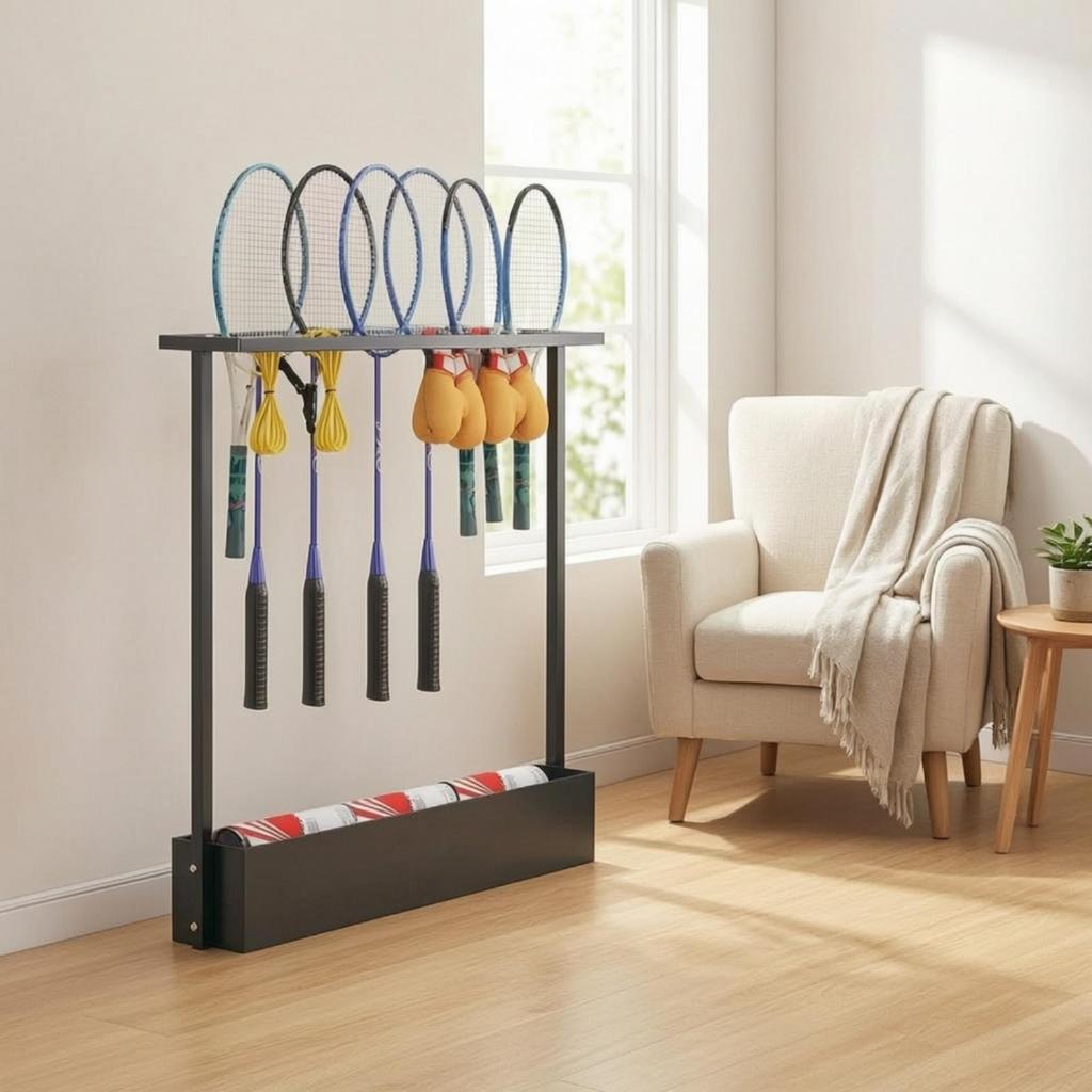 Racket Storage Rack Floor-Standing Stand Narrow for Home Gym, Entryway