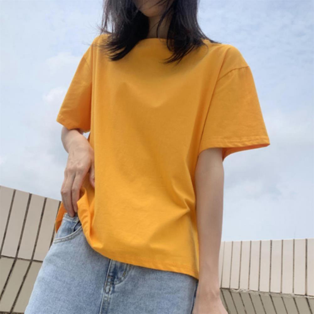 New Arrivals Open Run Women Round Neck ShorT Sleeve T shirT Loose fiT Solid