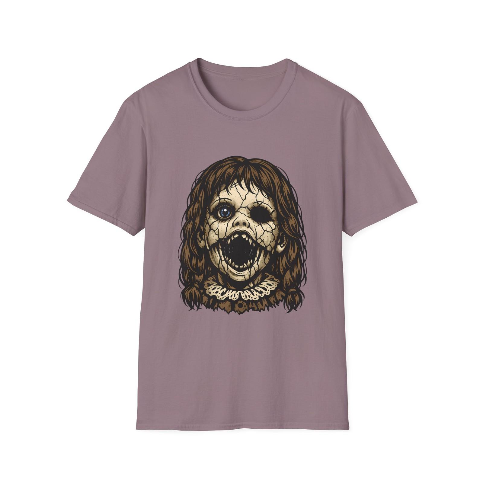 Creepy Doll Horror Gothic Porcelain Haunted Spooky Unisex Softstyle T-Shirt S разноцветный