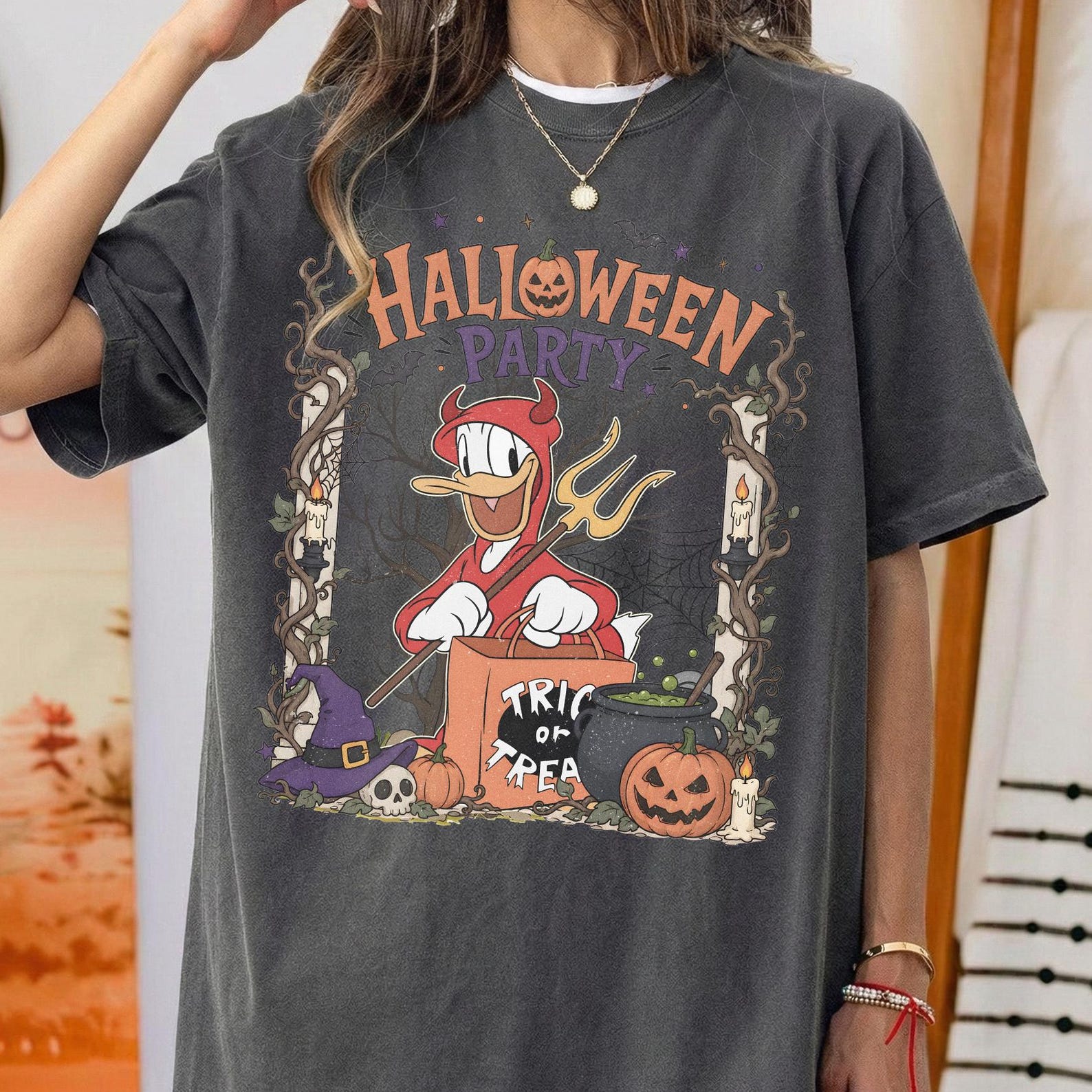 Disney Donald Halloween Shirt, Trick Or Treat Party Tee, Family Trip, Mickey And Friends M