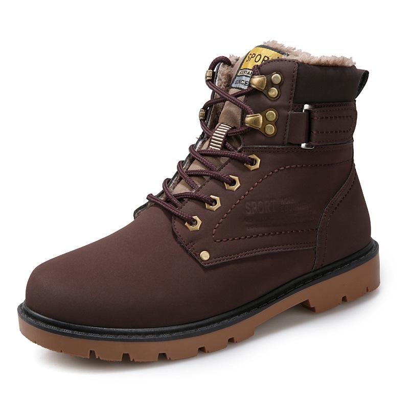Mens Boots Autumn Winter PU Leather Plush Men Outdoor Working Safety Motorcycle Boots 2024 New Arrival