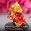 Tree Ganesh Idol Ganpati Murti for Car Dashboard, Office Desk, Hindu God Gift & Home Decor - Resin (Red) - 3 Inches - Pack of 1