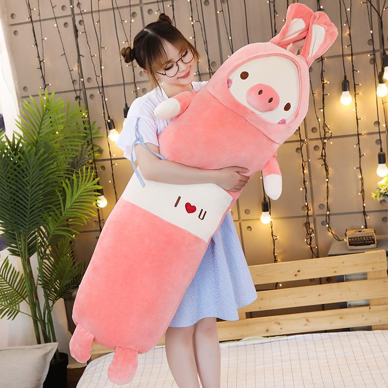 Plush Animals Cat Pig Dog Bear Duck Creative Long Soft Creative I Love You Pillow Kids Sleeping Pillow Plush Stuffed Lover Gift