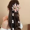 Sweet Flower Tassel Hair Claw Elegant Bridal Headwear Flower Hair Shark Clip  Hair Accessories