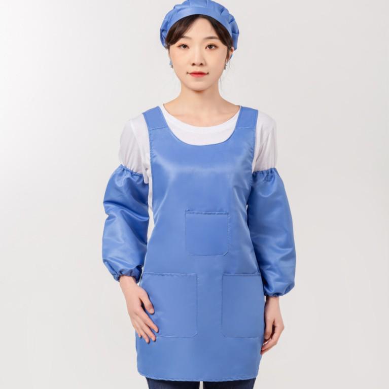 Women's Hair-Resistant, Stain-Proof Sleeveless Apron with Hat - Solid Color and Embroidered Design
