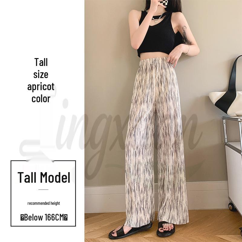Women s High-Waisted Tie-Dye Ice Silk Wide-Leg Pants - Slimming, Loose, Casual Summer Wear 2XL