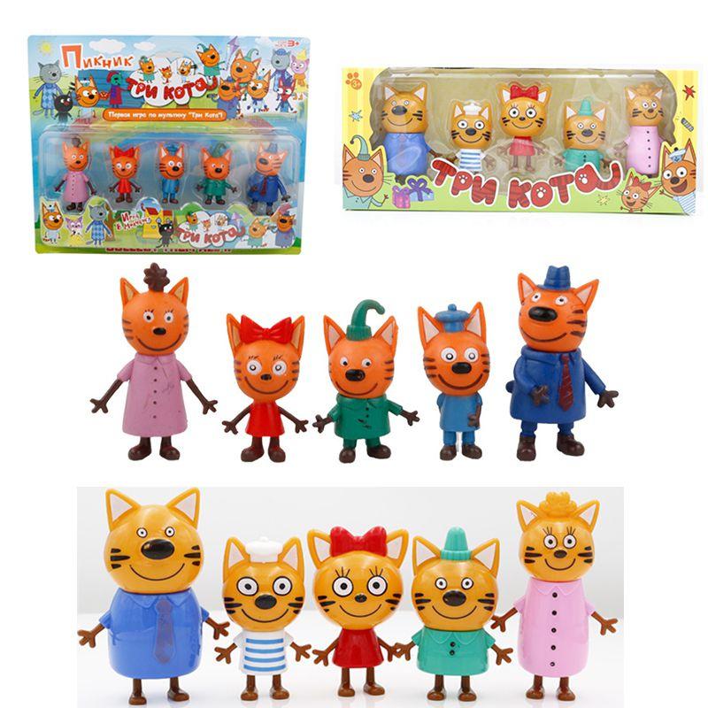 Premium Quality Russian Anime Three Kittens Happy Cats Action Figure Mini Toy Dolls