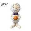 Desk Ornament Mummy Holding Pumpkin Halloween Decoration, Spooky Resin Figurine Decoration Desktop for Indoor Shelf, Tiered Tray Decor Zombie Model