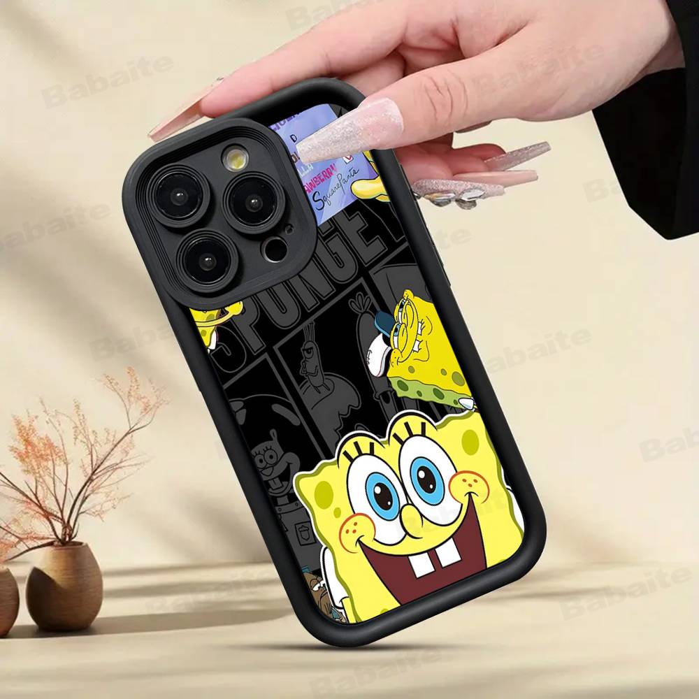 Cartoon Cute S-SpongeBob Anime Phone Case For IPhone 17 16 15 14 13 12 11 Air Plus Pro Max Soft Back Cover