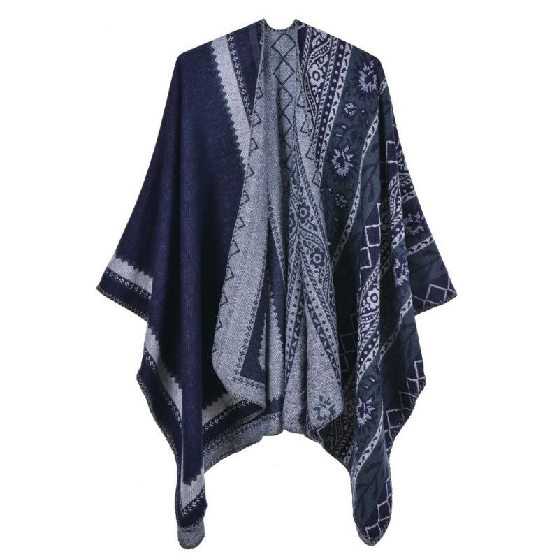 

Имитация кашемира разрезной шарф модный полосатый с каймой увеличенный женский платок-шаль для кондиционированного воздуха накидка-кейп 130*150CM