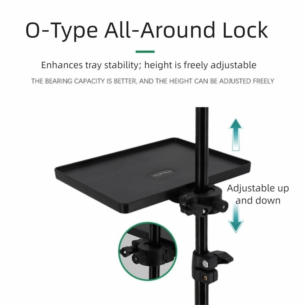 Universal Plastic Microphone Stand Tray Black Adjustable Clamp Phone Holder Tray Holder Live Streaming