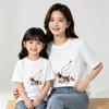 Puppy Print 100% Cotton Round Neck Short-Sleeved T-Shirt: Summer New Arrival for Mother-Daughter Matching
