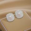 Silver Needle Rhinestone Opal Earrings Versatile Small Gradual Change Stud Earrings Advanced Sense Simple Geometric Earrings Women