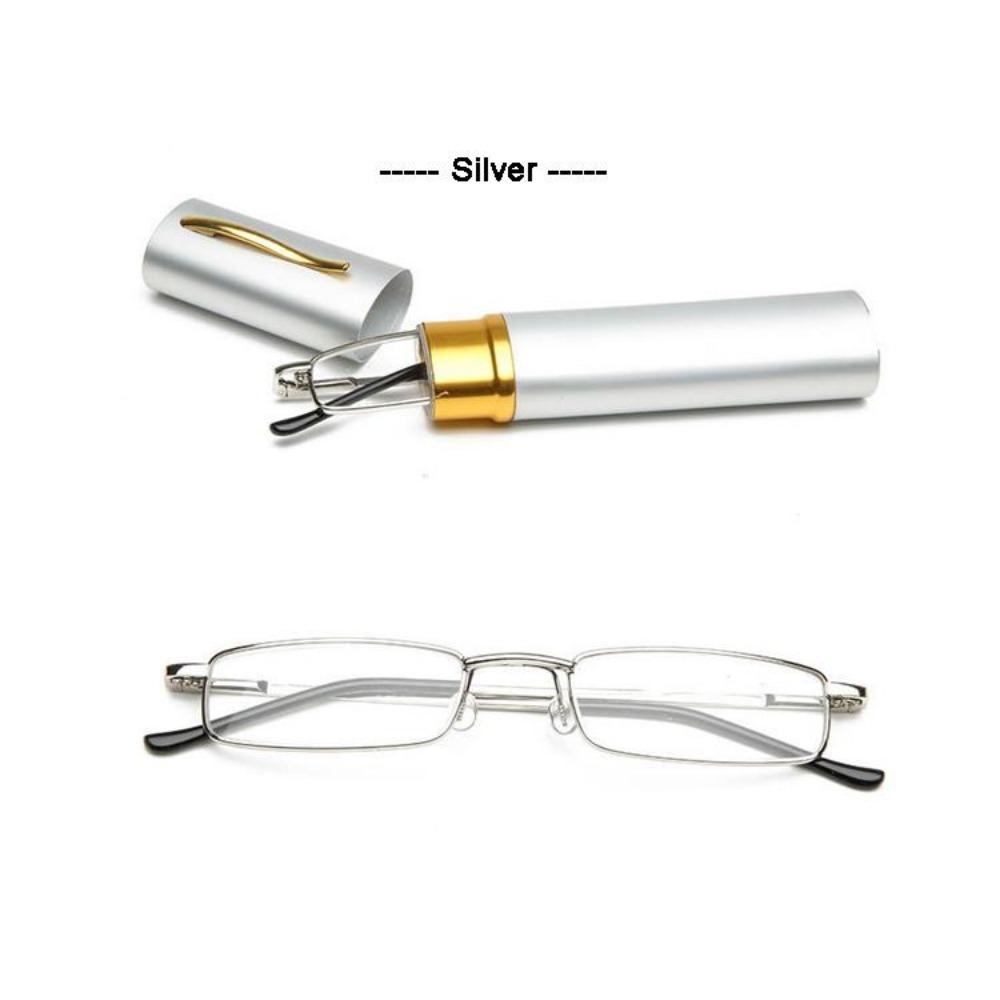 

Eso Vision Міні окуляри для читання Жіночі та Чоловічі Тубус Надмалі Металеві Окуляри для читання Чорні Рожеві з Чохлом-Пеналом Жіночі Чоловічі +150