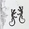 2pcs Metal Gecko Lizard Art Sculpture, Waterproof Hanging Wall Decor for Outdoor Garden Patio Yard Home Decoration