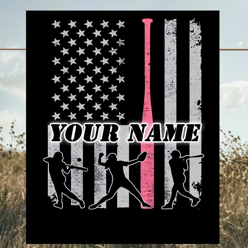 1PC Custom Name Baseball Flag Art outdooor Flannel blankets Patterns Throw Blanket All-Season Soft Gift for Couch, Bed, Camping gifts
