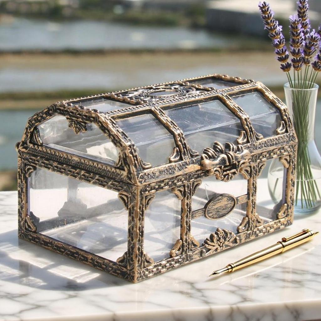 Treasure Box Toys Transparent Treasures Collection Storage Chest Portable Vintage Box Container for Girl Halloween Carnivals