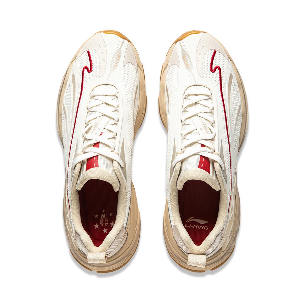 Li Ning Butterfly 2K Cushioning Slip Resistant Abrasion Resistant Support Rebound Low top Casual Shoes Unisex Beige AGCU063-1