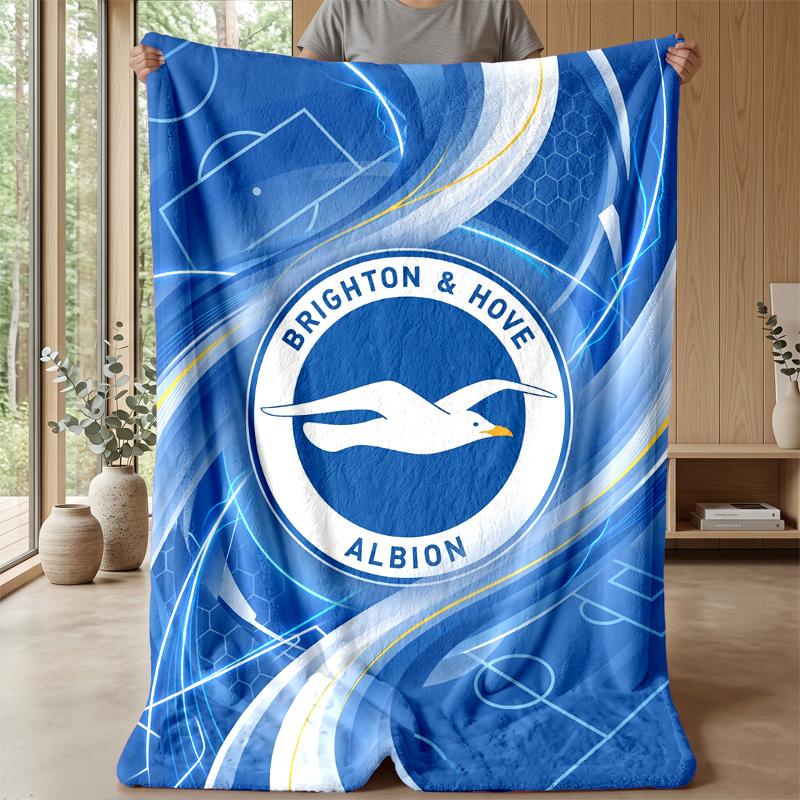 Coperta in Flanella con Stampa Calcio Brighton & Hove Albion, Coperta Morbida Calda Leggera per Divano Letto Campeggio