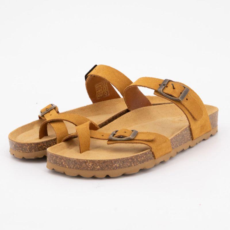 Camel-colored Leather Women's Buckled Mules I AM