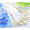 [Miaomyao] Hairpin U-Shaped Hair Ornament Japanese Style Yukata Kimono Pearl Hair Comb Flower Hair Accessory Silver Large Size