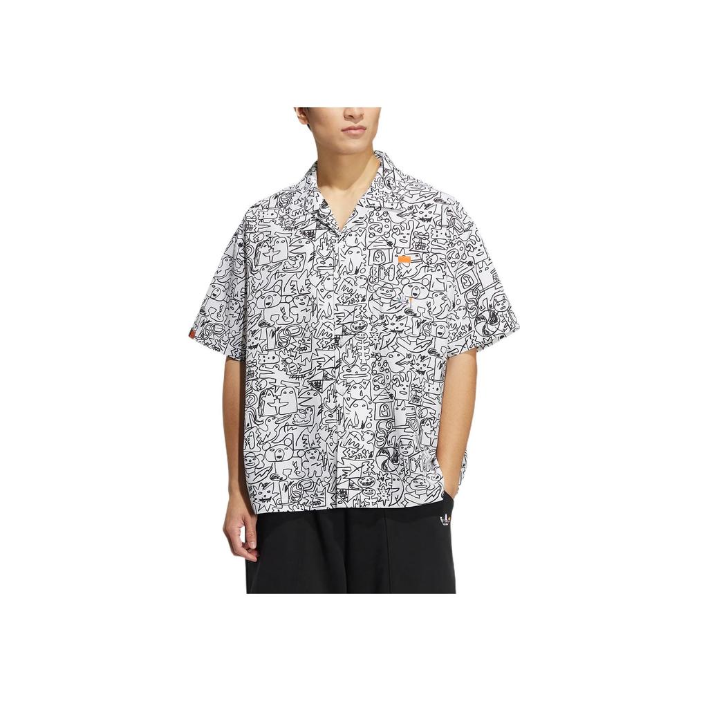 adidas Originals Trefoil SS22 Printed Casual Short-Sleeve Shirt Men Tops White HR6450