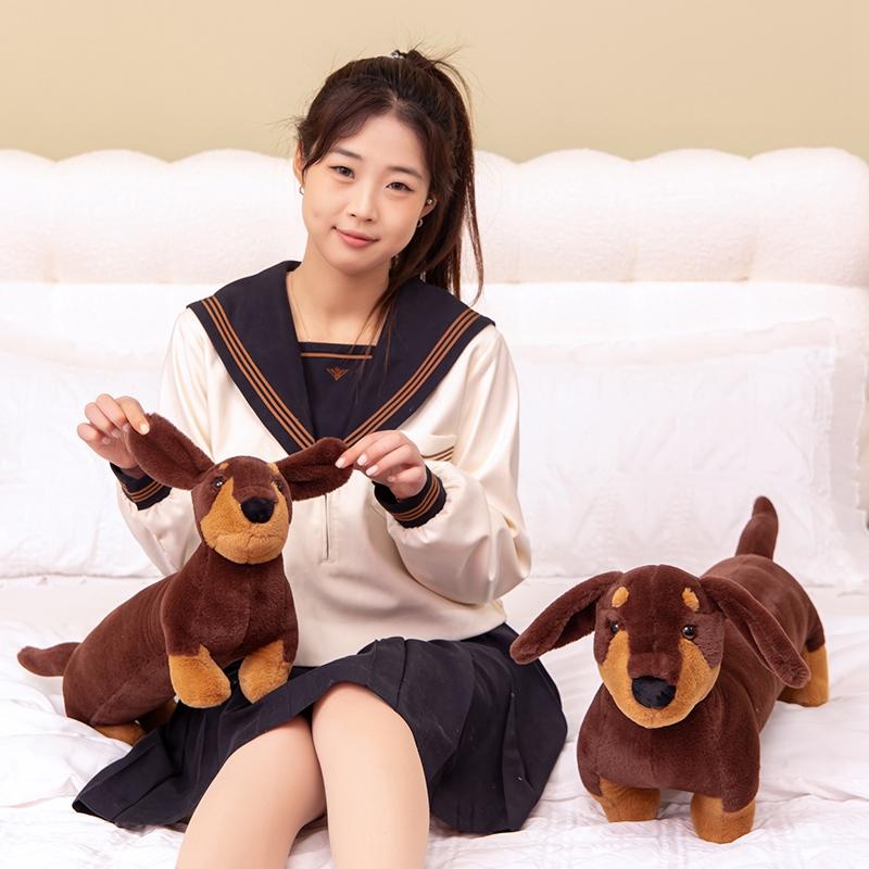 Dachshund Plush Long Pillow Brown Dog Body Pillow Animal Cartoon Body Hugging Pillow Long Pillows Stuffed Home Decor