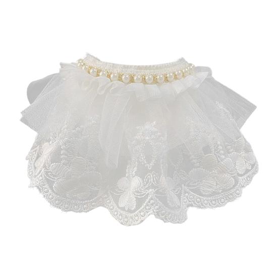 

Ошейник для кошки, нагрудник с искусственным жемчугом, регулируемый галстук, элегантное ожерелье для собаки белый