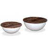  Coffee Tables, 2 Pcs, Reclaimed Wood, White, Bowl Shape