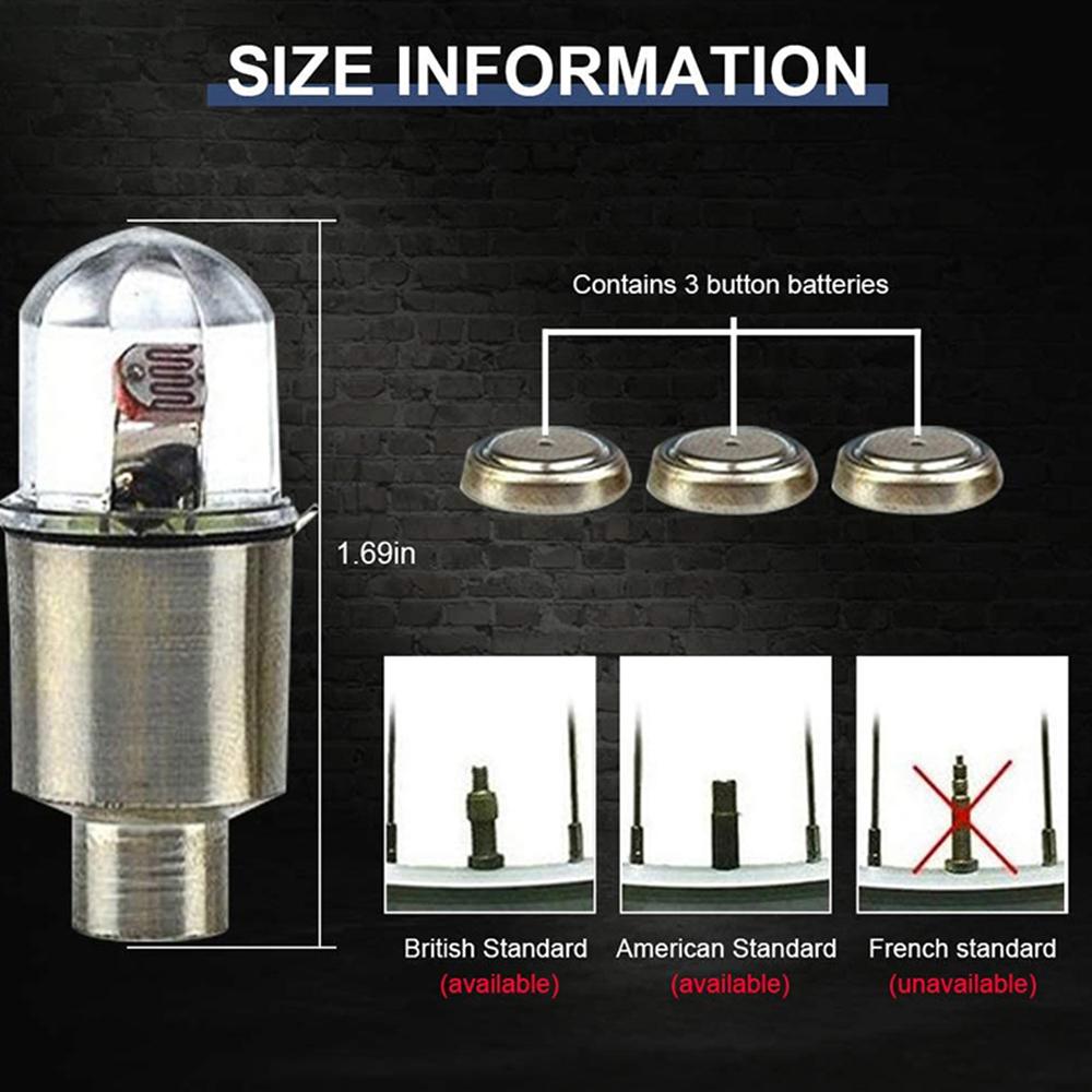 Fahrradreifen-Ventilkappe LED-Leuchten Bunte Blitzlampen Auto Auto Motorrad Reifen Luftventil Rad Licht Fahrradzubehör