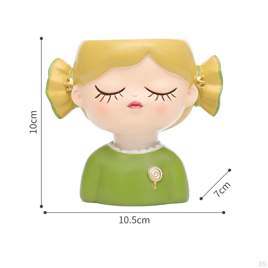 Decorative Flower Pot Featuring Resin Girl Figurine, Suitable for Office