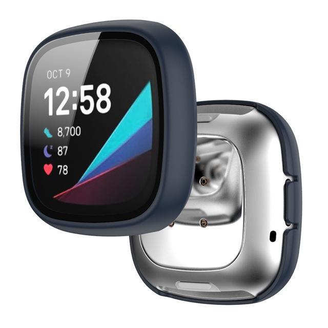 Matte Schutzhülle mit gehärtetem Glas für Fitbit Versa 4/3/Sense 1/2