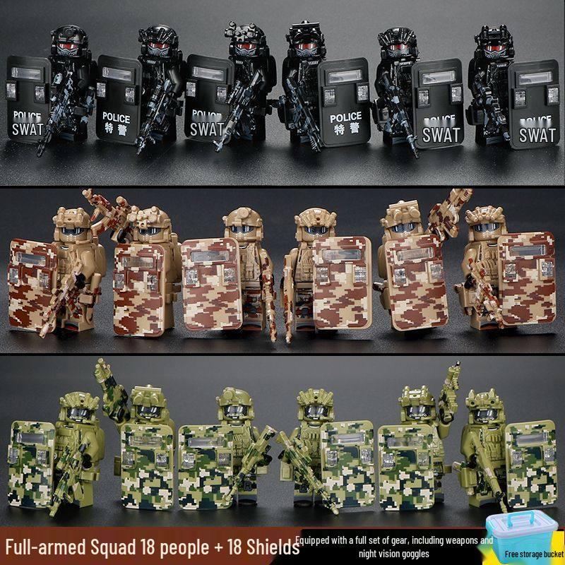 Delta Military Special Forces Police Figure Building Blocks - Ghost Soldier Assembly Toy for Kids