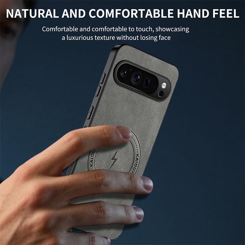 For Google Pixel 9 Pro XL New Leather Matte Frosted Magnetic Phone Case For Google Pixel 9 Pro XL Shockproof Bumper Soft Cover