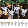 Winter Wedding Atmosphere Props 4Pcs Winged Angel Hanging Ornaments, Clear Figurines, Decorative Pendants for Windows Christmas Tree Decor,