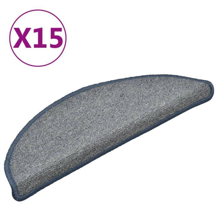 VidaXL Stair Treads 15 Pieces 56 X 17 X 3 Cm Light Grey and Blue Semicircular 322374