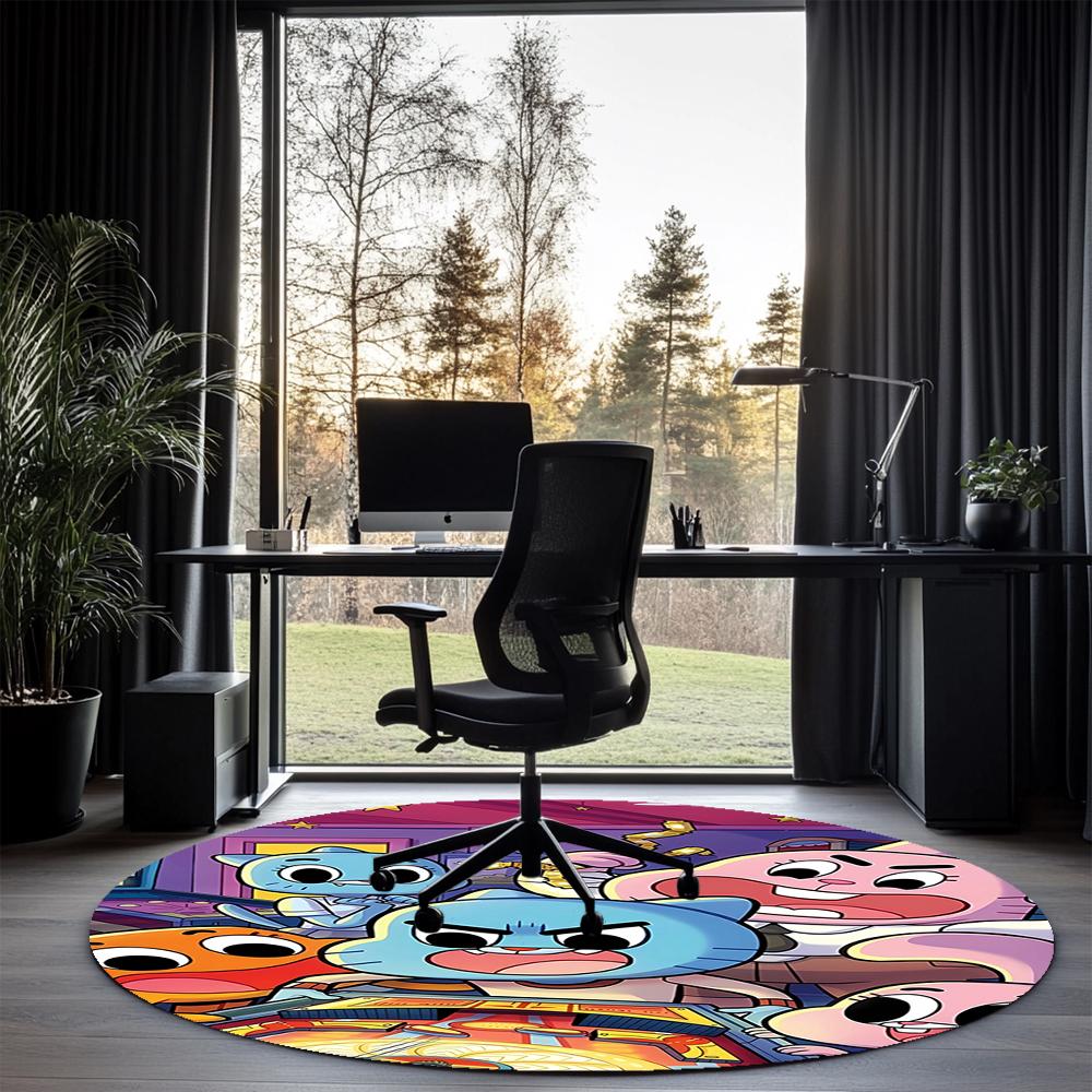 Die erstaunliche Welt von Gumball Bedruckter runder Teppich Teppich Stuhlteppich Bereichsteppich Eingang Fußmatten, für Bürostuhl Wohnzimmer Schlafzimmer Küchenraum.