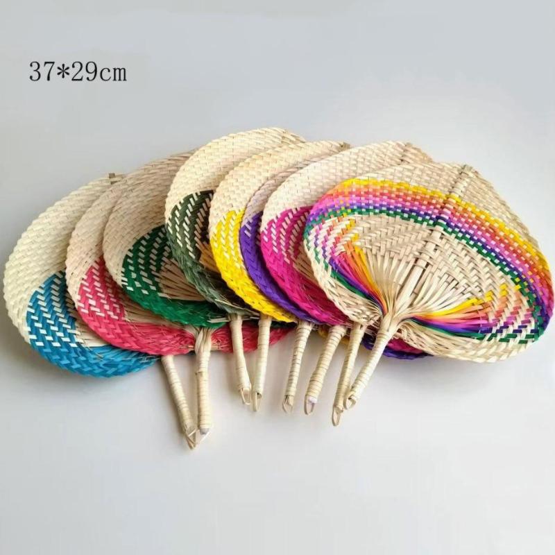1pc Handmade Peach Shaped Bamboo Woven Cooling Fan Straw Hand-woven Fan Summer Bamboo Artificial Cooling Fan Woven Fan HomeDecor