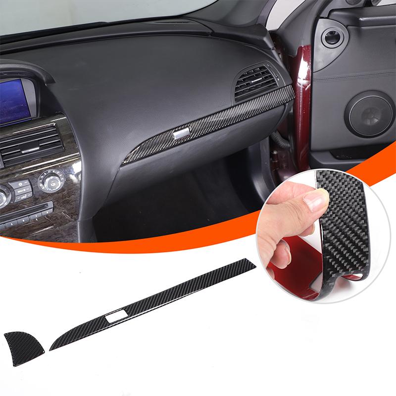 For BMW 6 Series E63 E64 2004-2009 Soft Carbon Fibre Car Center Console Co-pilot Decorative Strips Trim Sticker Accessories