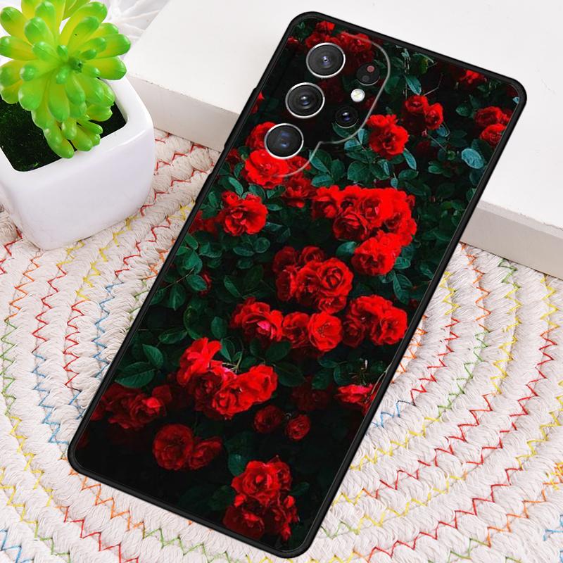Red Rose TPU Phone Case For Samsung Galaxy note 10 pro S26 S25 S24 S23 S22 Ultra Plus S21 FE S20 Shockproof Cover