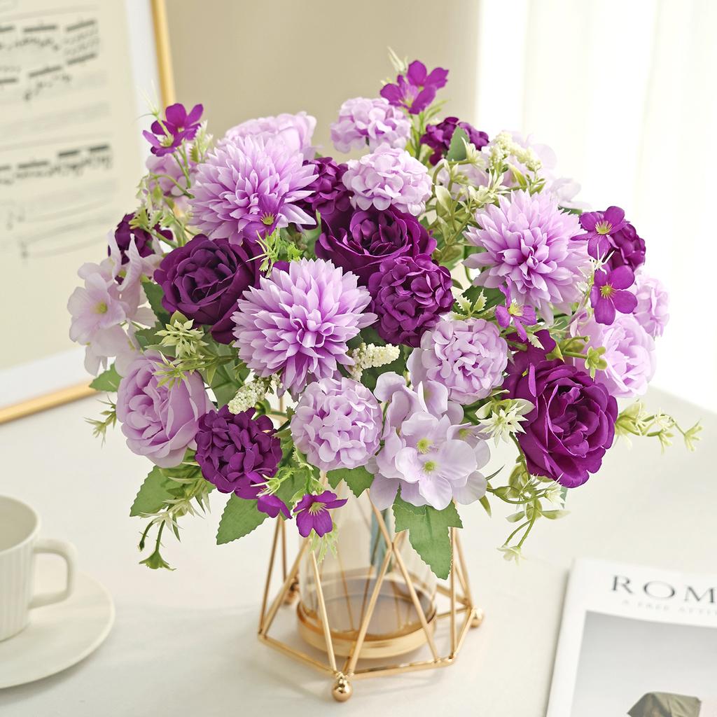 Artificial Flowers Fake Silk Hydrangea Rose Home Room Table Vase Decora Festival Wreath Wedding Bouquet Party Gifts Accessories