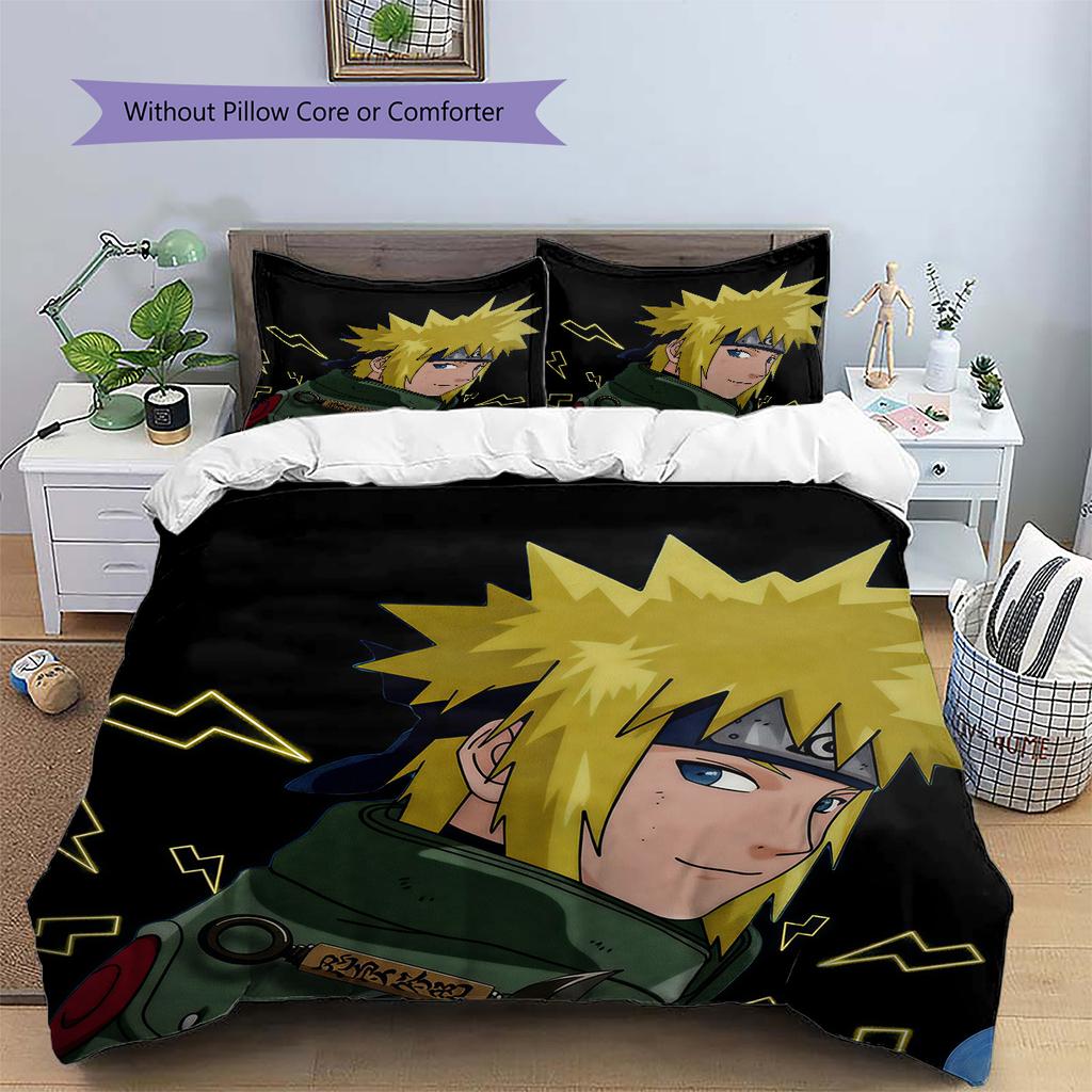 Minato Fourth Hokage Pattern Bedding Quilt Set Home Decoration Gift (1 * duvet cover + 2 * pillowcase without core)