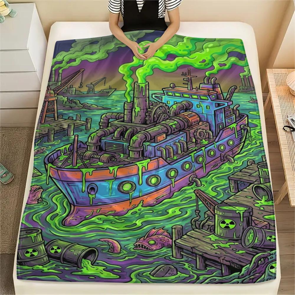 Manta de Franela Estampada para Vehículos de Transporte de Ácidos, Alta Calidad, Cómoda para Todas las Estaciones, Decoración del Hogar, Calidez y Comodidad, Perfecta para Regalos de Navidad