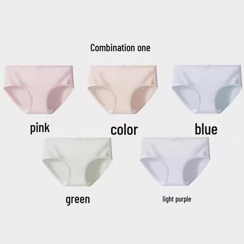 FitonTon Women's 100% Cotton Crotch Mid-Waist Panties 5-Pack