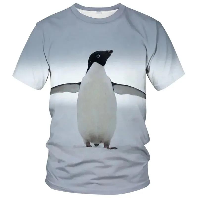 3D Printed Cute Penguin T Shirt For Men Women Animal Pattern T-Shirts Fashion Street Oversized Short Sleeve O-Neck Tees Tops