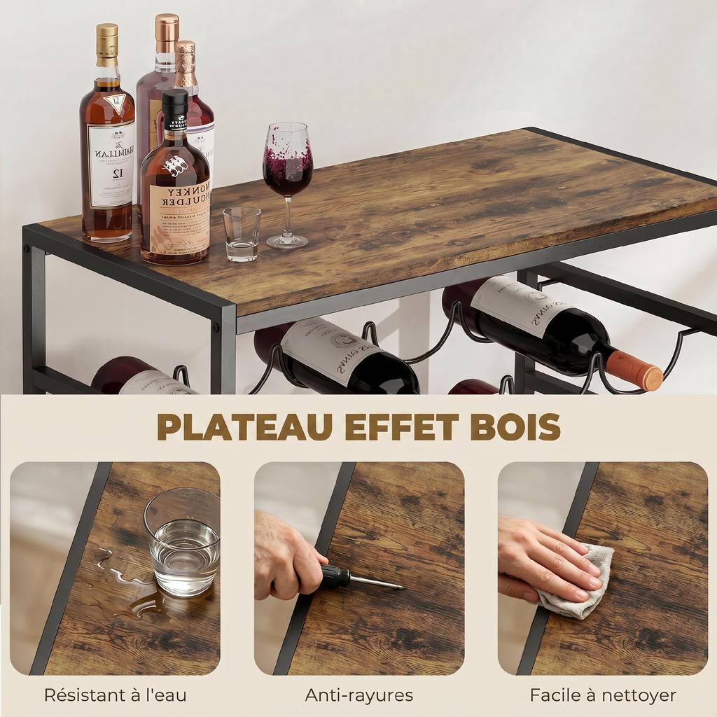 Wine Rack, for 30 Bottles, 6 Tiers, Industrial Style, 59 X 30 X 88.5 Cm, Rustic Brown