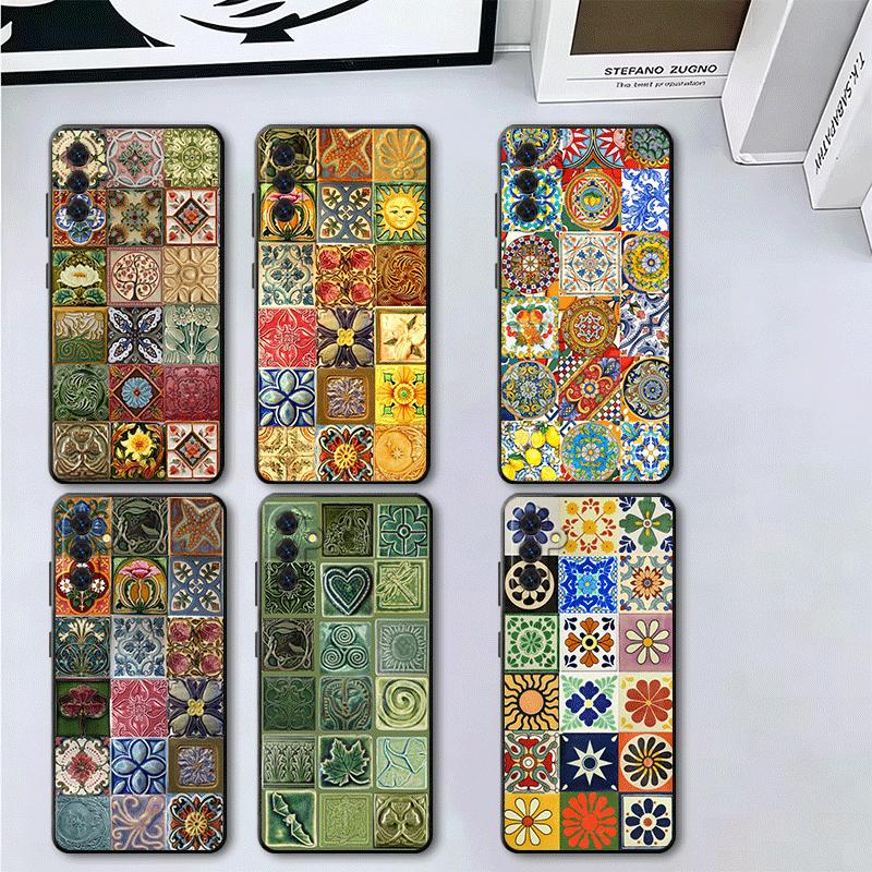 Italian Sicilian Style Floral Pattern Soft Phone Case for Samsung A17 A37 A57 A16 A26 A36 A56 A15 A25 A35 A55 A14 A24 A34 A54 A1